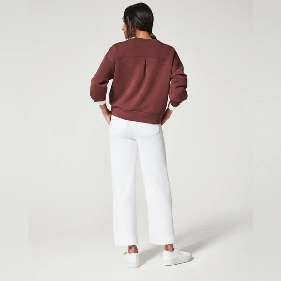 Spanx Stretch Twill Cropped Wide Leg Pant-Bright White Size Medium Style 20312R - Picture 7 of 9